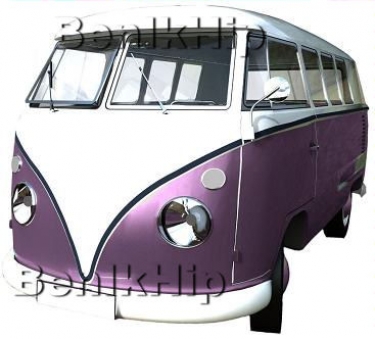 Strijkapplicatie VW Bus paars